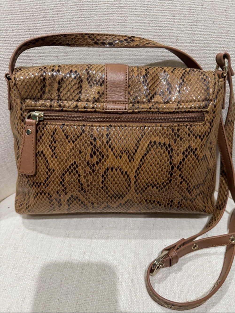 Sharif Brown Snake-Print Crossbody with Tassel Accent - Picture 2 of 7